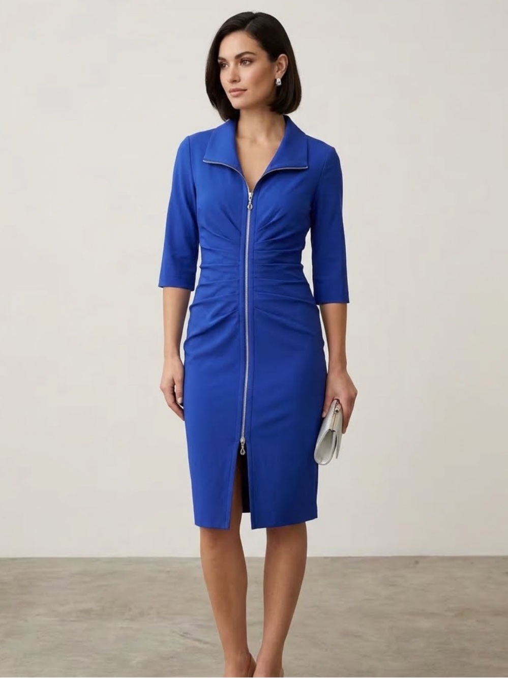 Joseph Ribkoff Cobalt Blue Zip-Front Sheath Dress
Size 10
Stretch